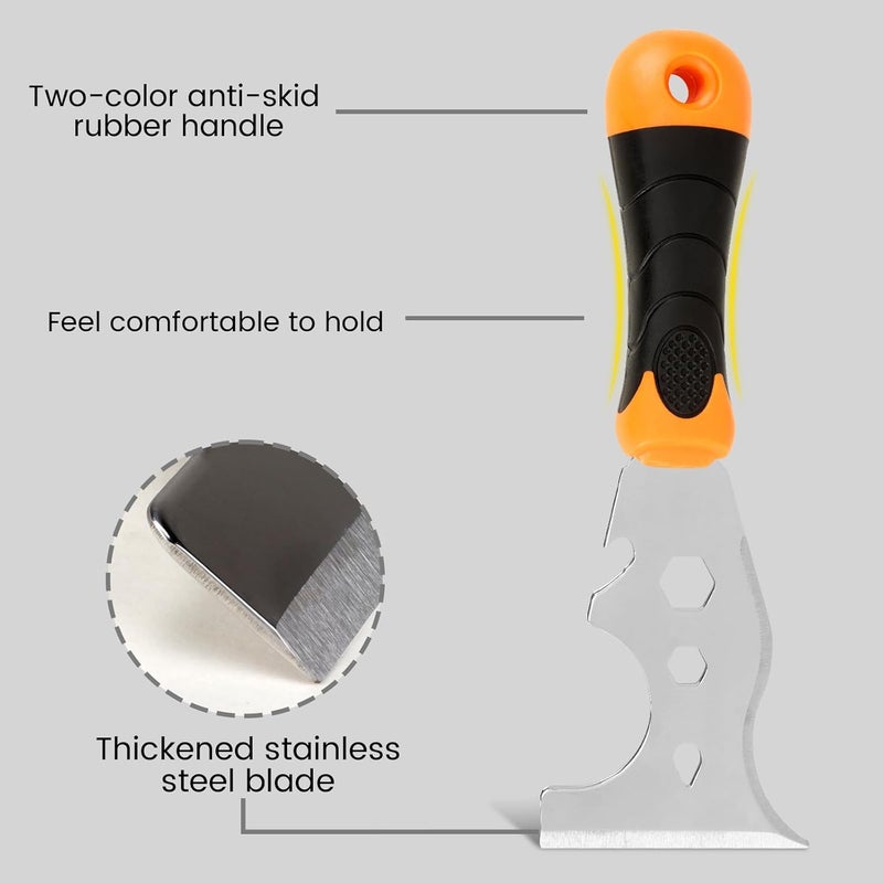 WEGAZ -2 Pack, 12-In-1 Paint Scraper Tool，Multi-Use Painters Tool, 1.5 Inch Stainless Steel Putty Knife Scraper，Paint Scraper for Painting & Wood，Razor Blade Scraper - Image 5